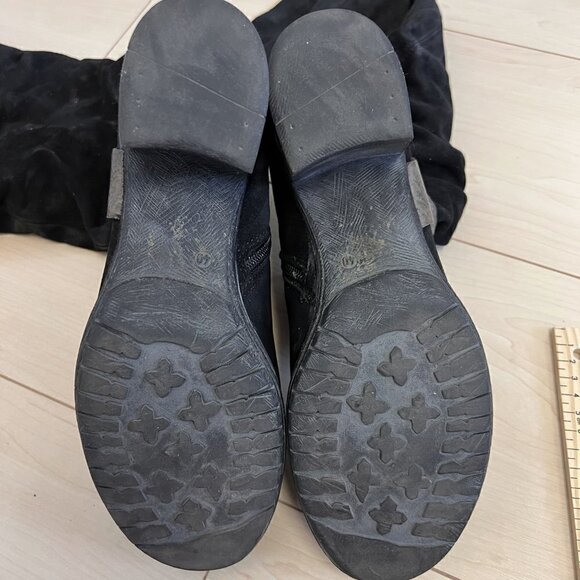 MJUS Knee High Black Suede Boots With Grey Harness Detail Sz 40 - Picture 8 of 12